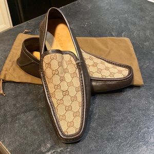Gucci Brown Leather Driving Moccasin Loafer style 153991 Size 44E (11) Mens